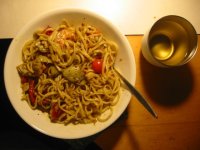 Linguini with shrimp, grape tomatoes and marinated artichoke hearts.jpg