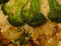 Swai fried with ginger, cilantro and bread crumbs + broccoli, vidalia onions and rice.jpg